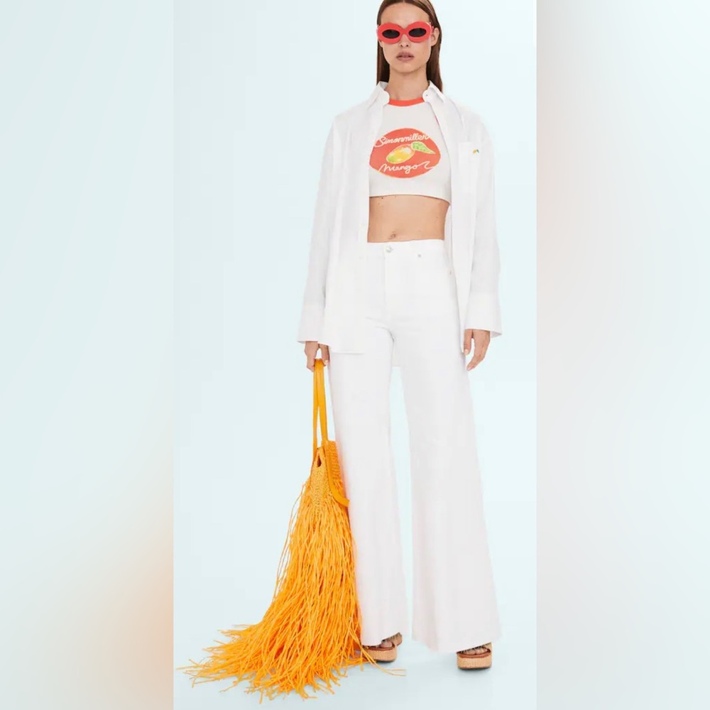 Simon Miller for Mango High-rise wideleg white denim - NWT
